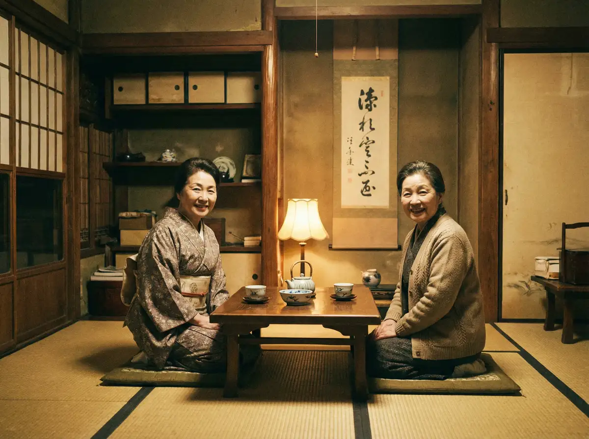 两位优雅的 九色-九色官方入口-高清在线|免费观看 在日式茶室中品茶交谈